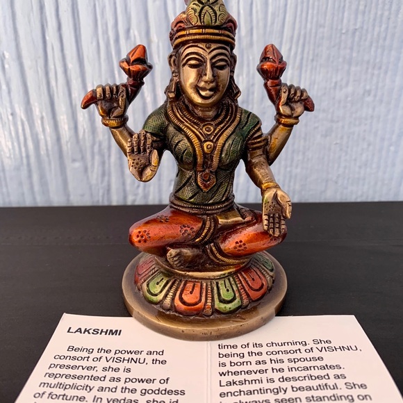 Lakshmi Sitting on Lotus Statue Figurine - Picture 5 of 8